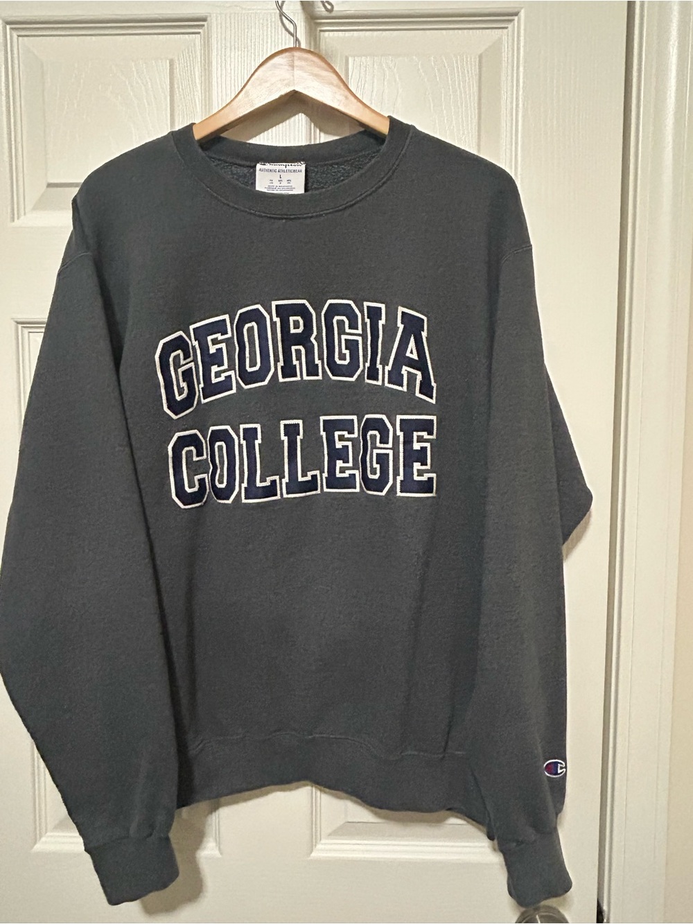 Champion Heavyweight Fleece Georgia Collage Gray Pullover Crewneck Men’s Sz L